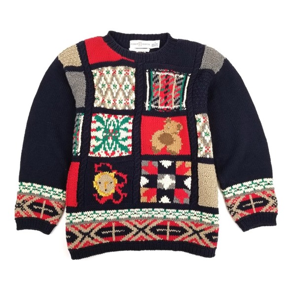 Vintage Grandmacore Handknit Christmas Sweater - Picture 1 of 4
